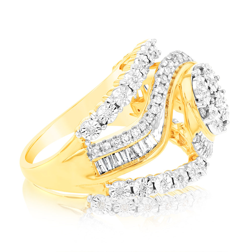 Big diamond deals gold ring