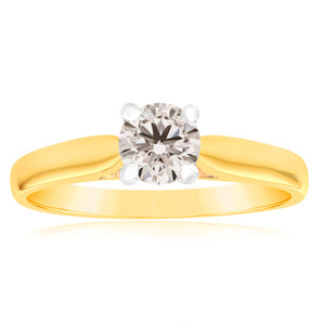 18ct Yellow Gold Solitaire Ring With 0.50 Carat Australian Diamond