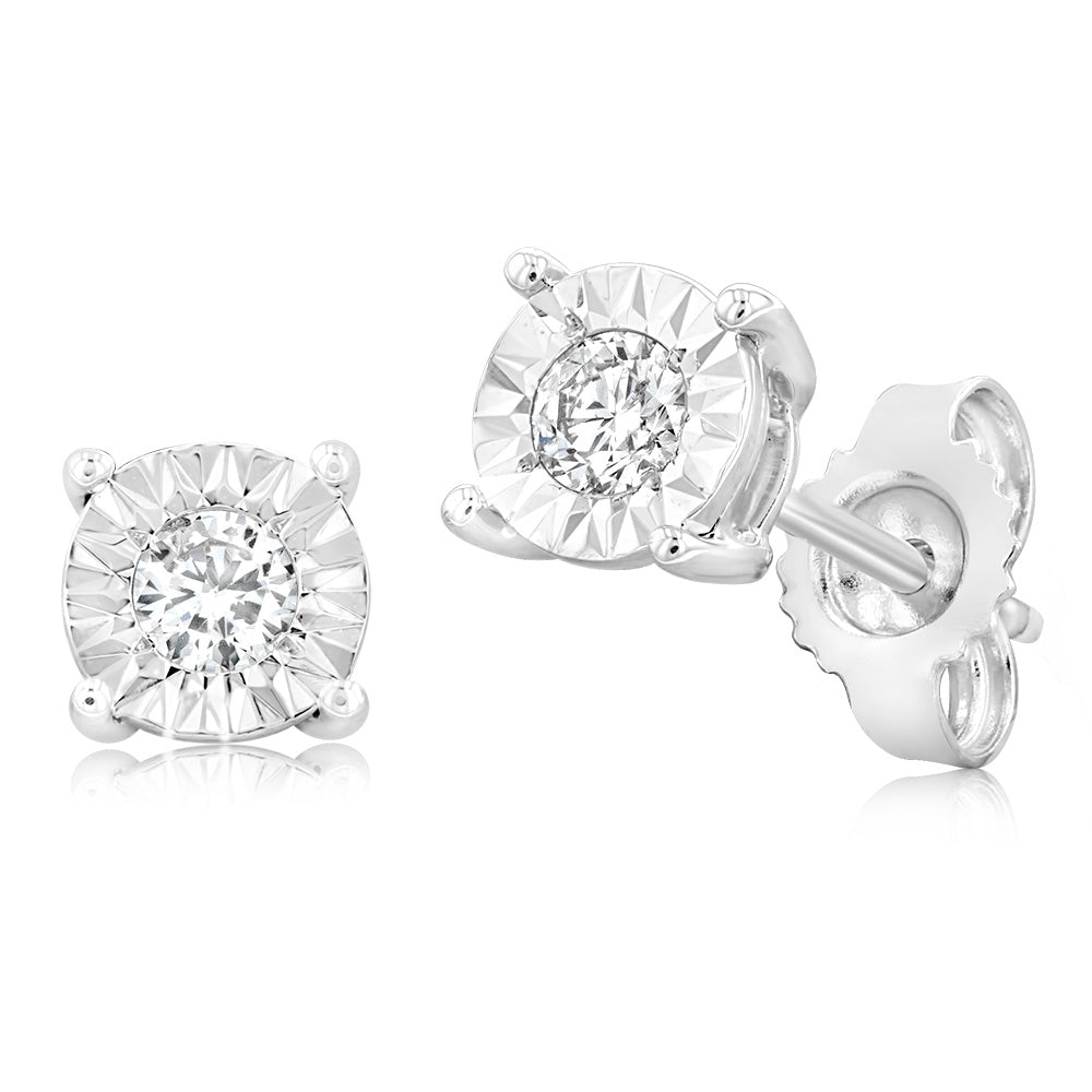 1/10 Carat Diamond Solitaire Stud Earrings in Sterling Silver – Shiels ...