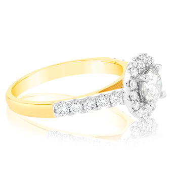 18ct Yellow Gold 1.00 Carat Diamond Ring With 0.50 Carat Australian Diamond