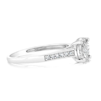 Sterling Silver 1/6 Carat Diamond Engagement Ring