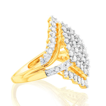 Gold Plated Sterling Silver 1.9 Carat Diamond Cluster Ring