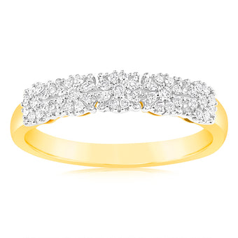 9ct Yellow Gold 1/6 Carat Diamond Ring with 45 Brilliant Cut Diamonds