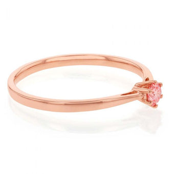 Luminesce Lab Grown 0.15 Carat Pink Diamond Ring set in 9ct Rose Gold 6 Claw Setting