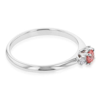 Luminesce Lab Grown Diamond Trilogy Ring with Pink Centre in 9ct White Gold