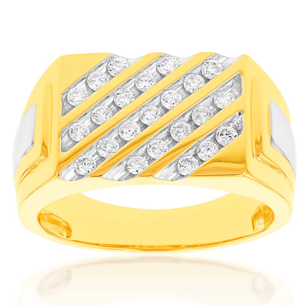 Luminesce Lab Grown 1/2 Carat Diamond Gents Ring in 9ct Yellow Gold ...