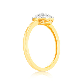 Luminesce Laboratory Grown Pear 1/6 Carat Diamond Ring in 9ct Yellow Gold