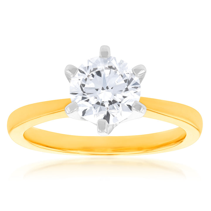 Certified Luminesce Lab Grown 1.5 Carat Solitaire Engagement Ring in 18ct Yellow Gold