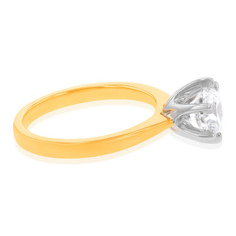 Certified Luminesce Lab Grown 1.5 Carat Solitaire Engagement Ring in 18ct Yellow Gold