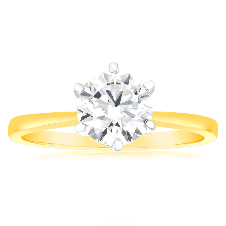 Luminesce Lab Grown Certified 2 Carat Solitaire Engagement Ring in 18ct Yellow Gold