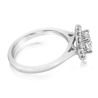 Luminesce Lab Grown 18ct White Gold 1 Carat Diamond Cushion Halo Ring