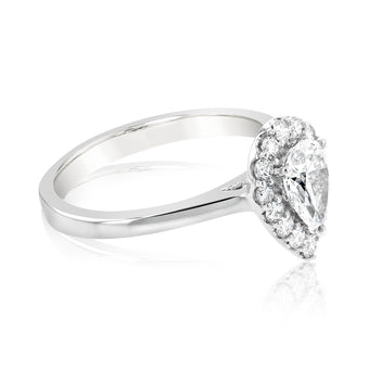 Luminesce Lab Grown 18ct White Gold 1 Carat Diamond Pear Halo Ring