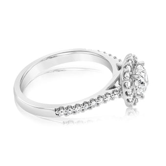 Luminesce Lab Grown 18ct White Gold 1 Carat Diamond Cushion Halo Ring