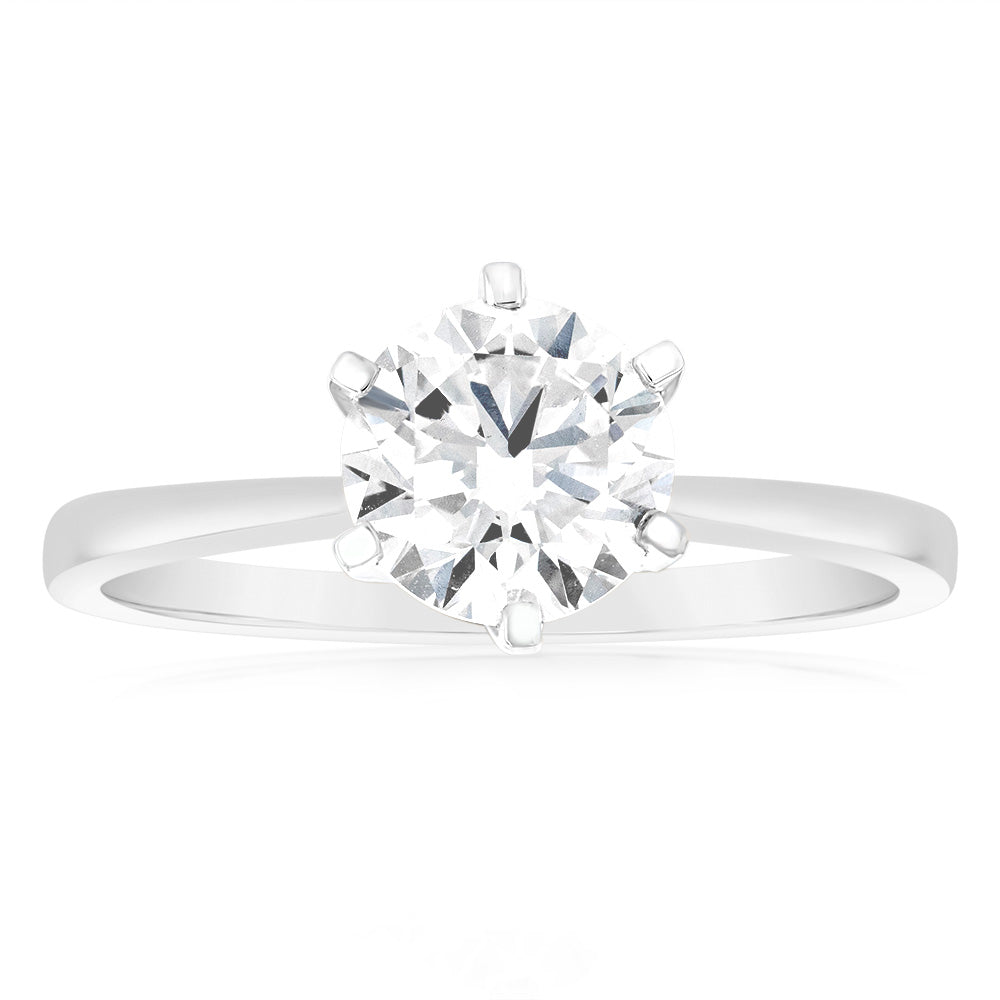 Luminesce Lab Grown Certified 2 Carat Solitaire Engagement Ring in 18ct White Gold