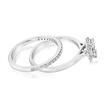 Luminesce Lab Grown Diamond 1 Carat Bridal Set in Halo Design set in 18ct White Gold