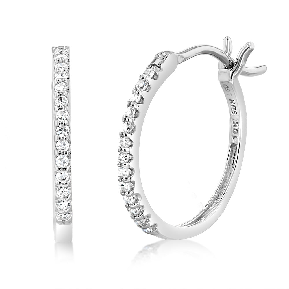 Luminesce Lab Grown 1 6 Carat Diamond Hoop Earrings In 10ct White Gold 