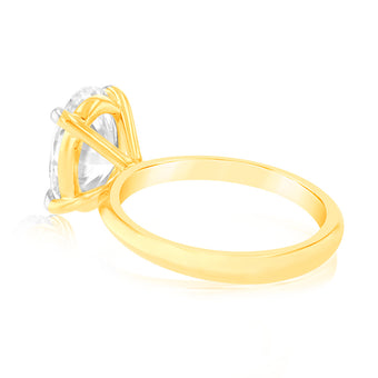 Luminesce Lab Grown Certified 3 Carat Diamond Oval Solitaire Engagement Ring in 18ct Yellow Gold