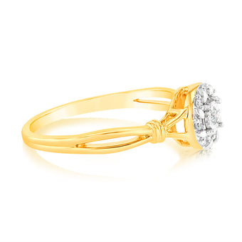 Luminesce Lab Grown 9ct Yellow Gold 9 Diamonds Ring