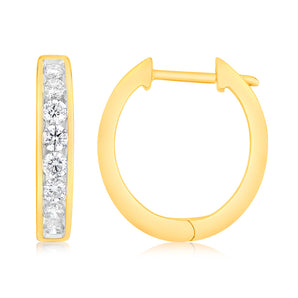 Luminesce Lab Grown 9ct Yellow Gold 1 Carat Diamond Hoop Earrings