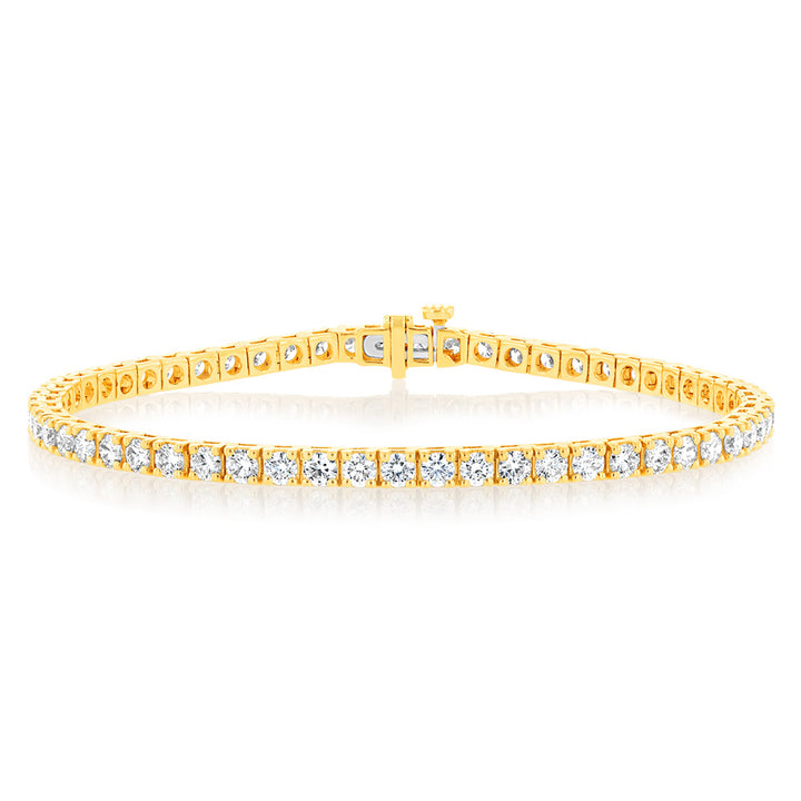 Luminesce Lab Grown 5 Carat Diamond Tennis Bracelet in 9ct Yellow Gold