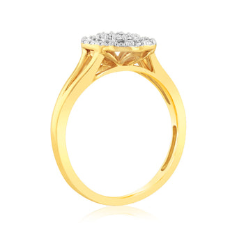 Luminesce Lab Grown 9ct Yellow Gold Diamond Cluster Ring