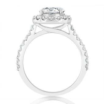 Certified Luminesce Lab Grown 2 Carat Solitaire Fancy Diamond Ring in 18ct White Gold