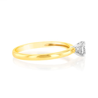 Luminesce Lab Grown 9ct Yellow Gold 1/4 Carat Oval Cut Solitaire Diamond Ring