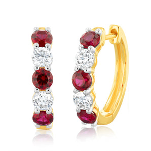 Luminesce Lab Grown 0.40 Carat Diamond with 0.90Ct Created Ruby in 9ct Yellow Gold