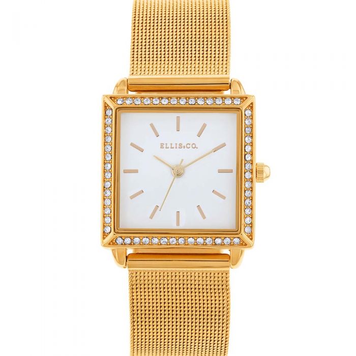 Ellis & Co Jayde Stone Set Gold Tone Stainless Steel Womens Watch ...