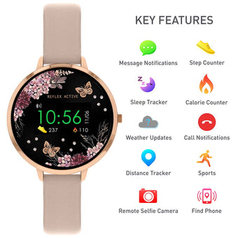 Reflex Active RA03-2014 Floral Pink Nude Strap Smart Watch