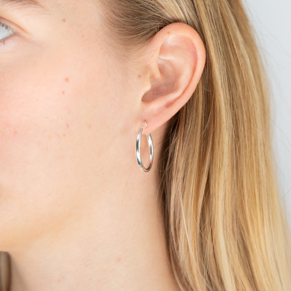 Silver plain on sale hoop earrings