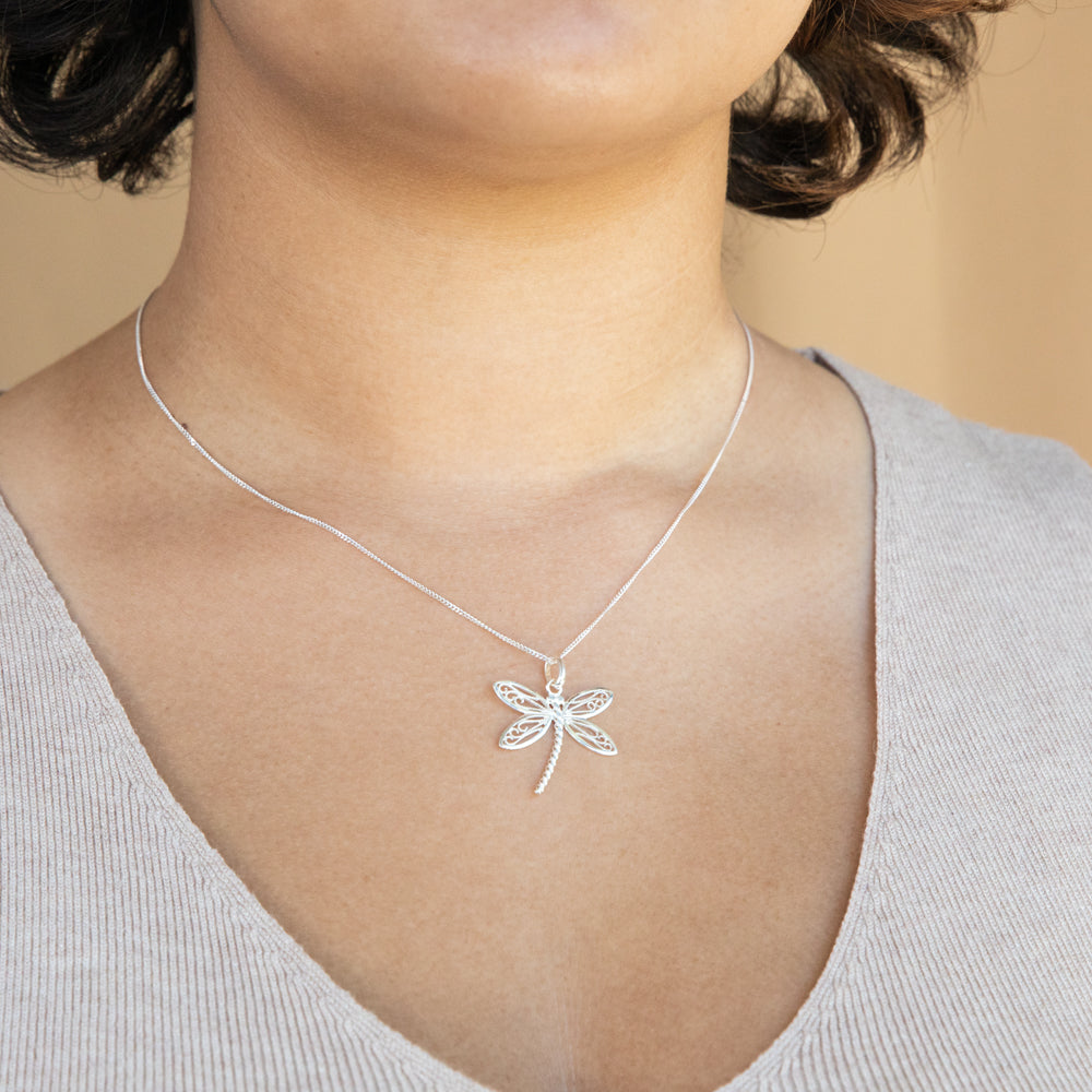Sterling Silver Dragonfly Necklace | Asha Jewelry