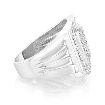 10 Points of Diamond Gents Ring in Sterling Silver