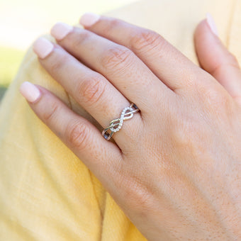 Sterling Silver Zirconia Infinity Weave Ring