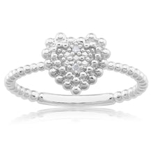 Load image into Gallery viewer, Sterling Silver 0.01 Carat Diamond Heart Ring with 2 Brilliant Cut Diamonds