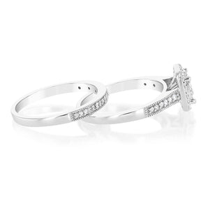 1/4 Carat Diamond 2-Ring Bridal Set in Sterling Silver