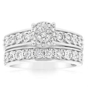 1/2 Carat Diamond 2-Ring Bridal Set in Sterling Silver