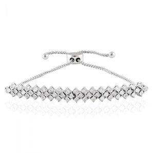 Sterling Silver 27 Diamonds Slider Bracelet