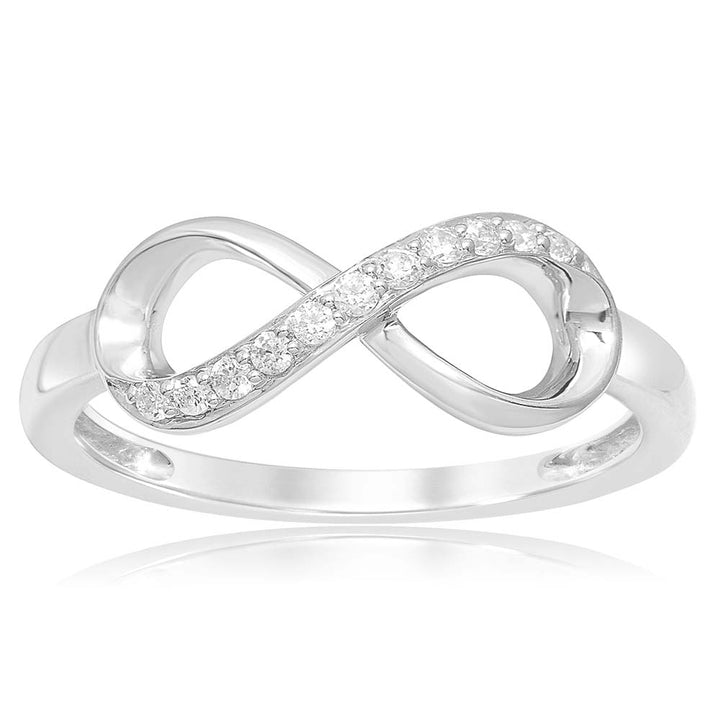 Luminesce Lab Grown Sterling Silver 0.10 Carat Diamond Infinity Ring