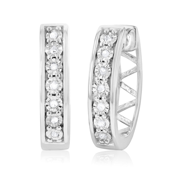 Sterling Silver Diamond Hoops Earrings