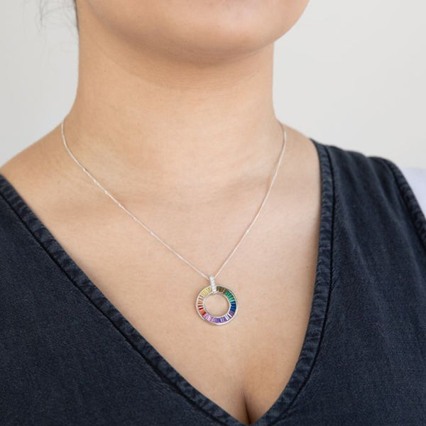 Rainbow deals circle necklace