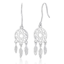 Load image into Gallery viewer, Sterling Silver Dream Catcher Drop Earrings