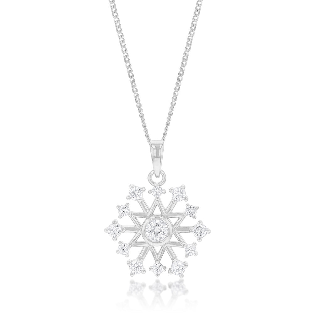 Snowflake white store gold necklace