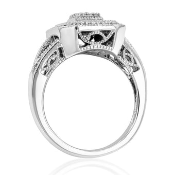 Silver 1/3 Carat Diamond Cushion Cluster Ring