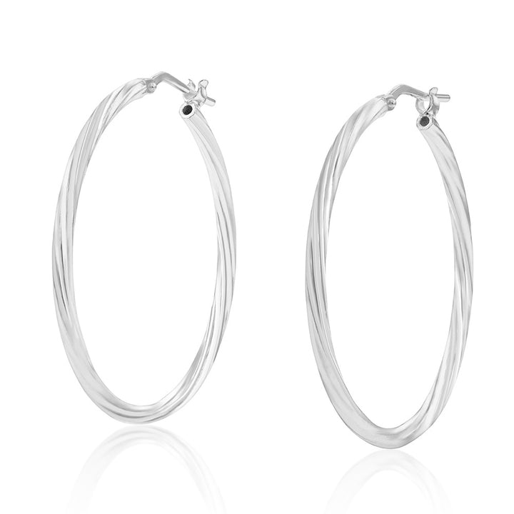 Sterling Silver Twisted 30mm Hoop Earrings