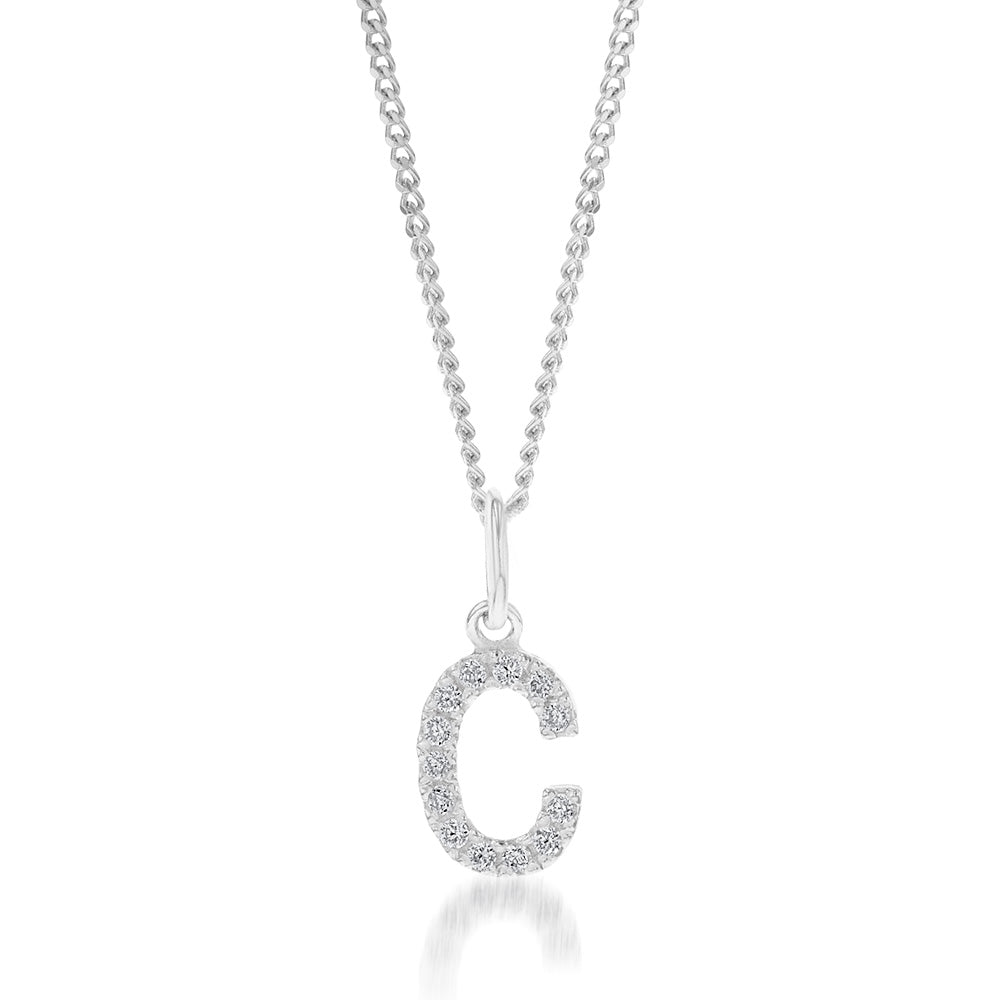 Sterling Silver Cubic Zirconia Initial 