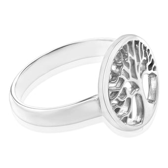 Sterling Silver Round Tree Of Life Ring