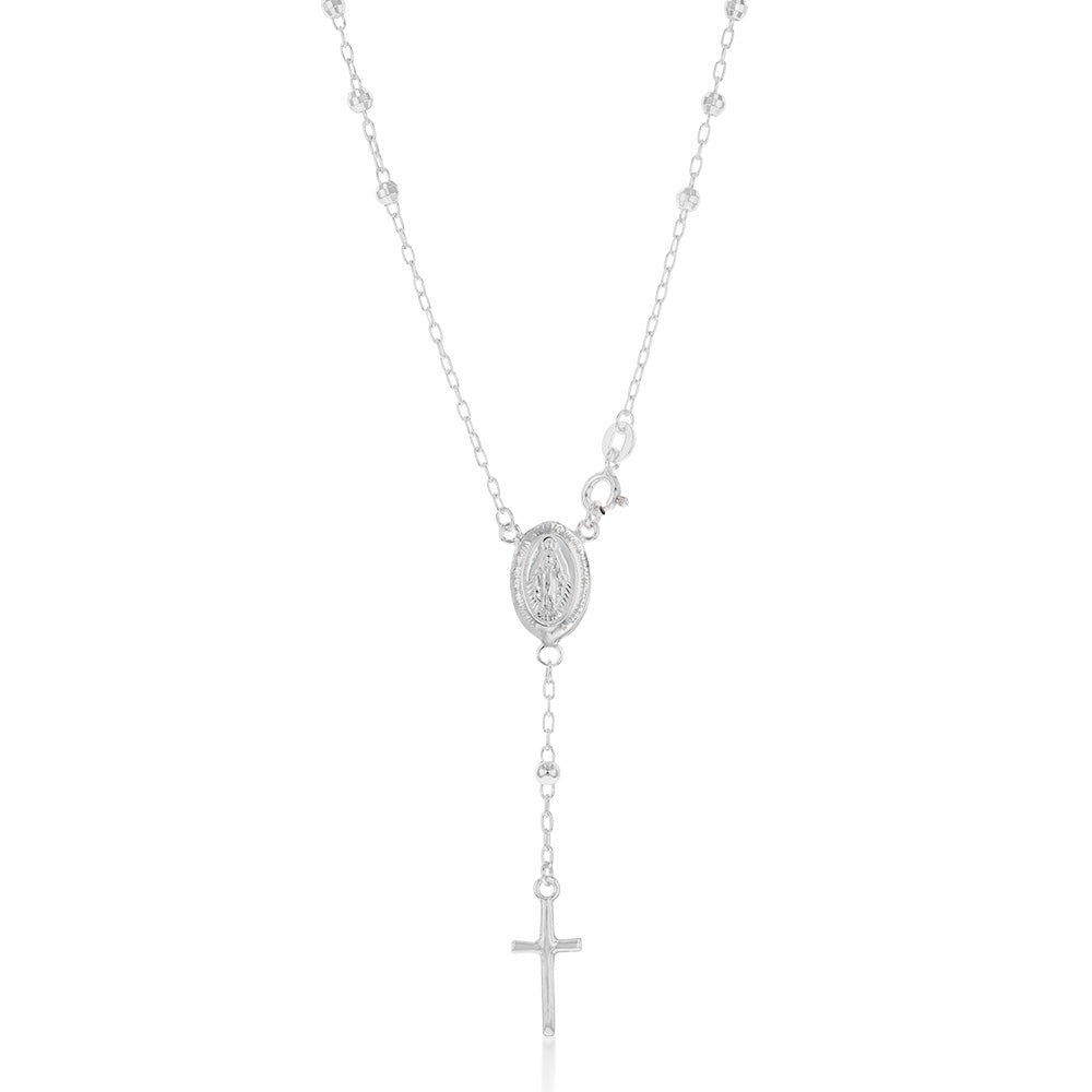 Sterling Silver Madonna And Cross Rosary 45cm Chain – Shiels Jewellers