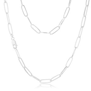 Sterling Silver Paperclip 60cm Chain