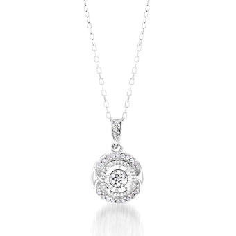 Sterling Silver1/3 Carat Diamond Pendant Earring and Ring Set Chain Included N1/2